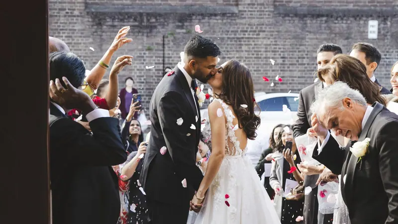 Alexandra’s couture wedding dress by Catherine Colubriale