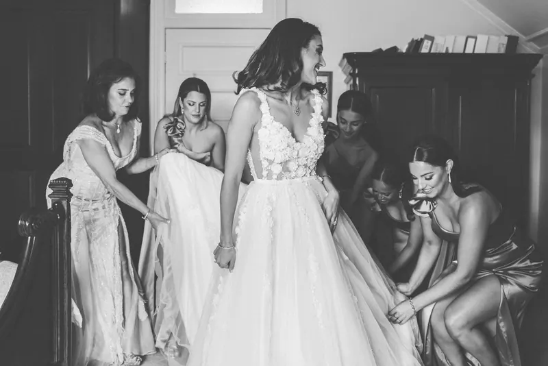 Alexandra’s couture wedding dress by Catherine Colubriale