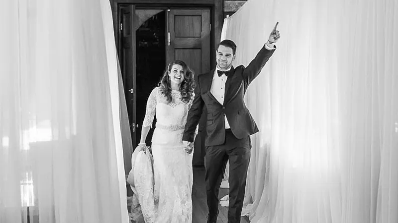 Bernadette’s couture wedding dress by Catherine Colubriale