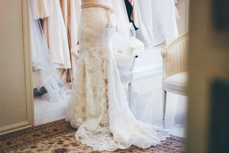 Bernadette’s couture wedding dress by Catherine Colubriale