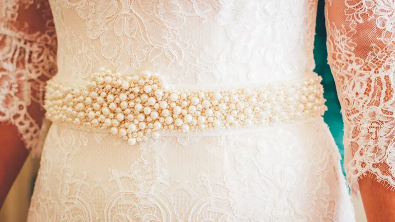 Bernadette’s couture wedding dress by Catherine Colubriale