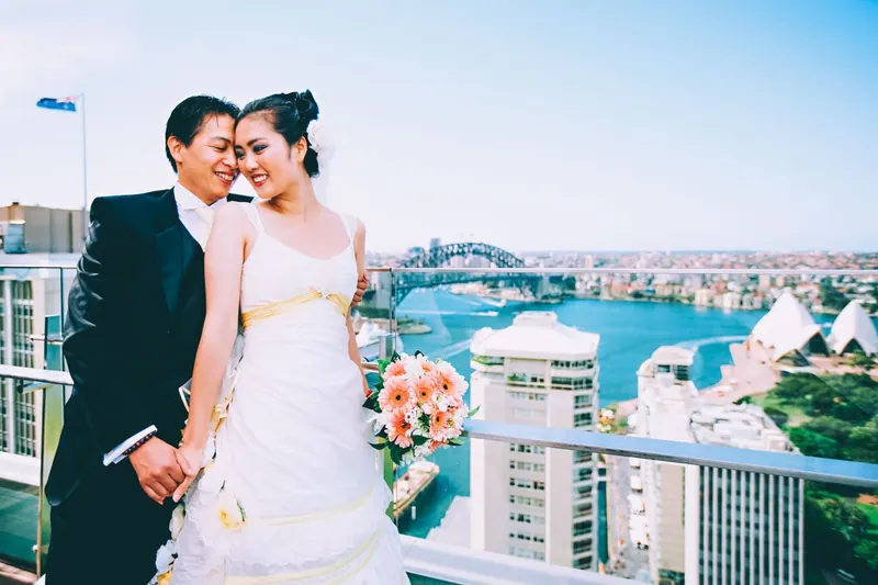 Gloria’s couture wedding dress by Catherine Colubriale
