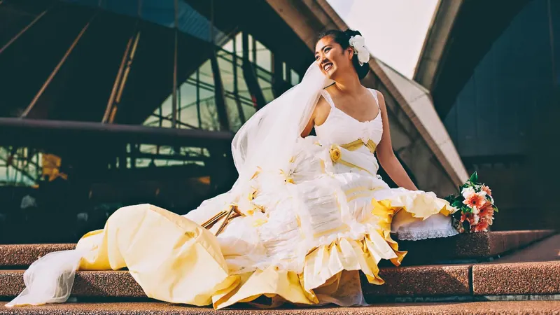 Gloria’s couture wedding dress by Catherine Colubriale