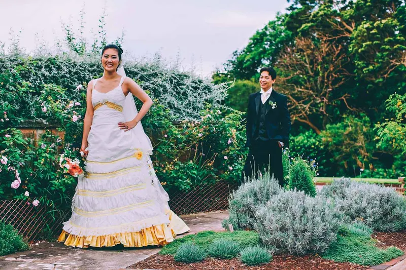 Gloria’s couture wedding dress by Catherine Colubriale