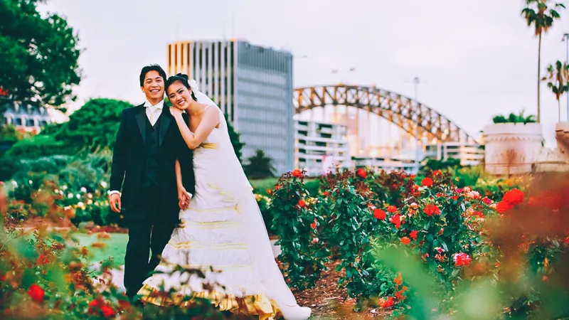 Gloria’s couture wedding dress by Catherine Colubriale