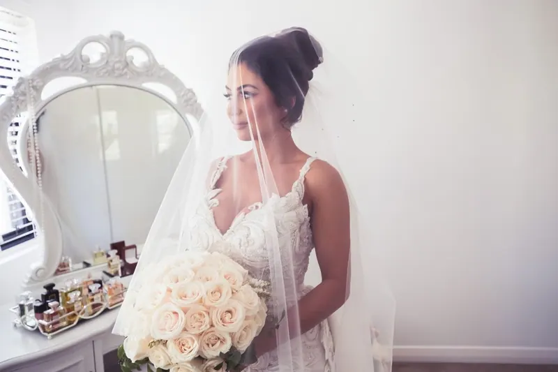 Jamie’s couture wedding dress by Catherine Colubriale