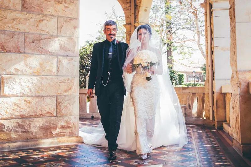 Jamie’s couture wedding dress by Catherine Colubriale