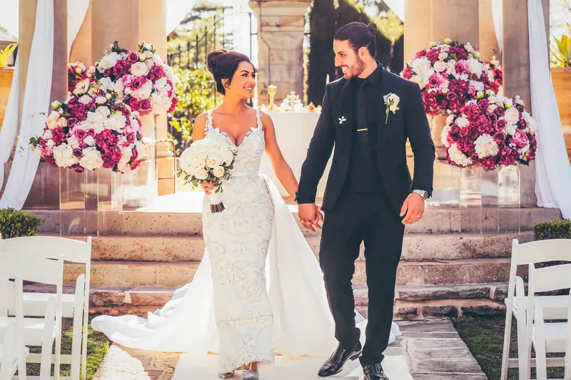Jamie’s couture wedding dress by Catherine Colubriale