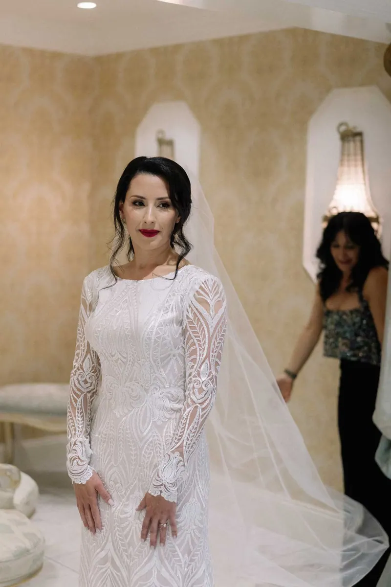 Sheath bespoke wedding dress