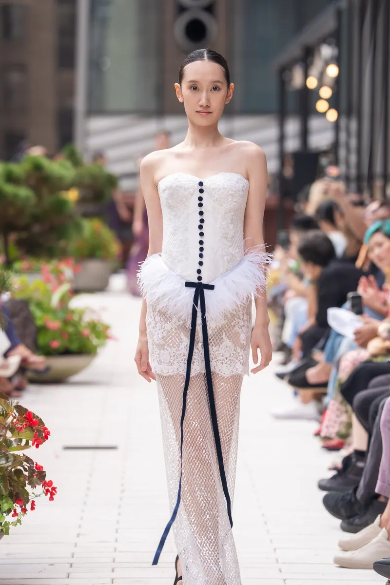 Detail of the ivory lace corset gown from the Bridal Couture Collection