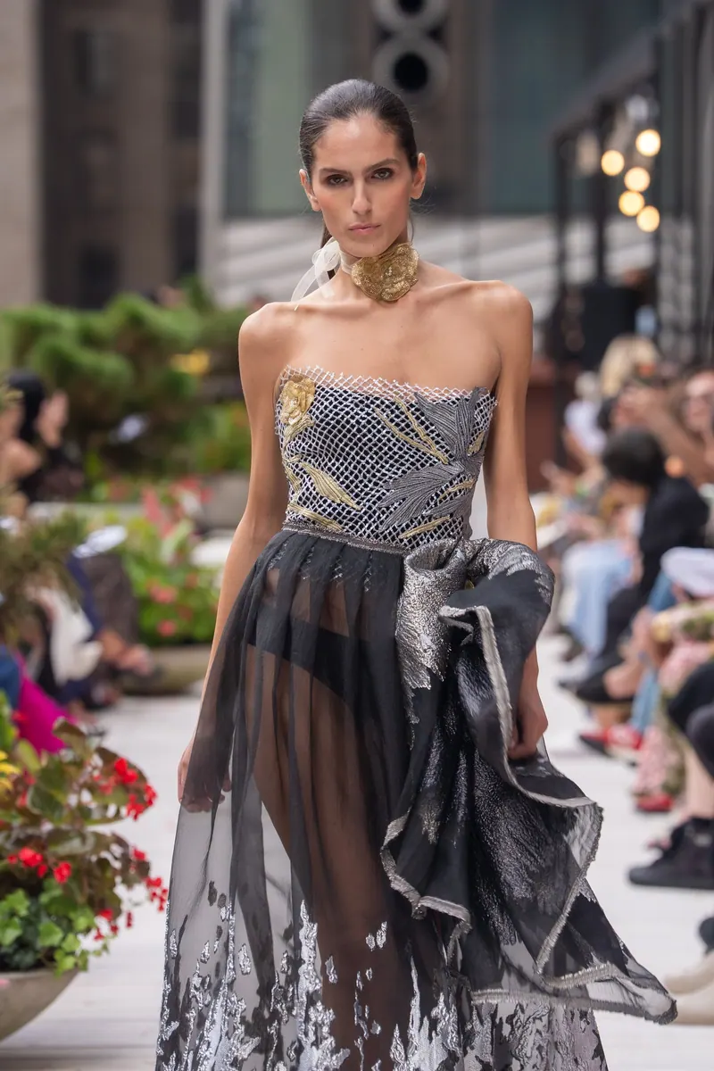 New York Fashion Week 2026, look 4: Silver organza