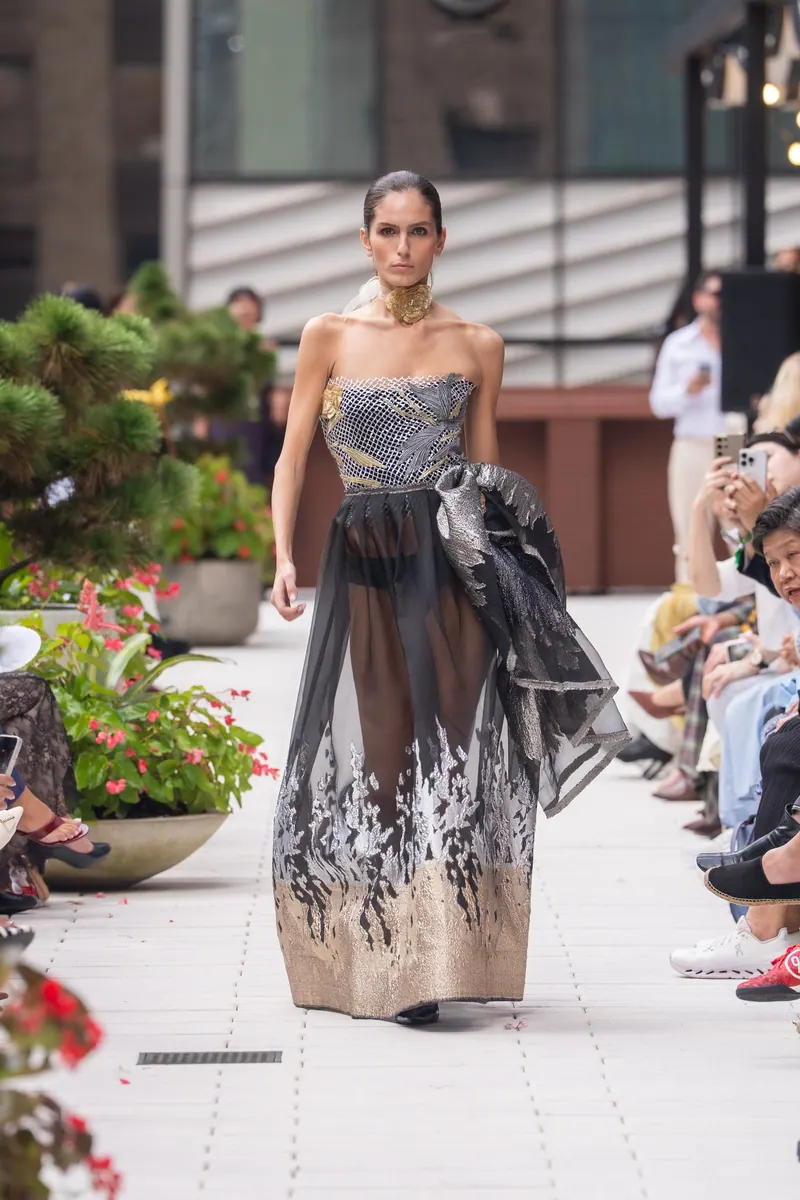 New York Fashion Week 2026, look 4: Silver organza on the runway