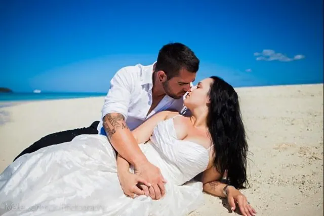 Vanessa’s couture wedding dress by Catherine Colubriale